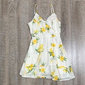 Lemon Print Summer Spring Easter Sundress with Spaghetti Straps